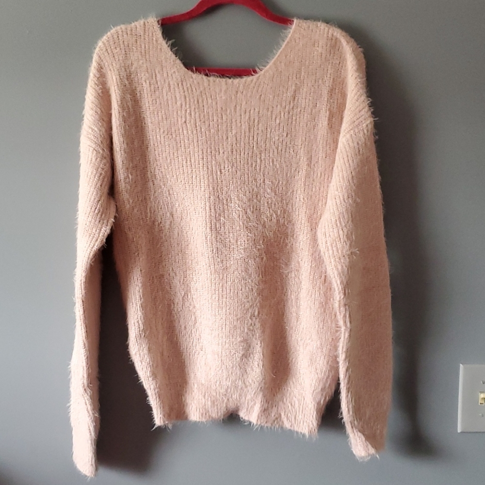 Soft Pink Twist Back Sweater